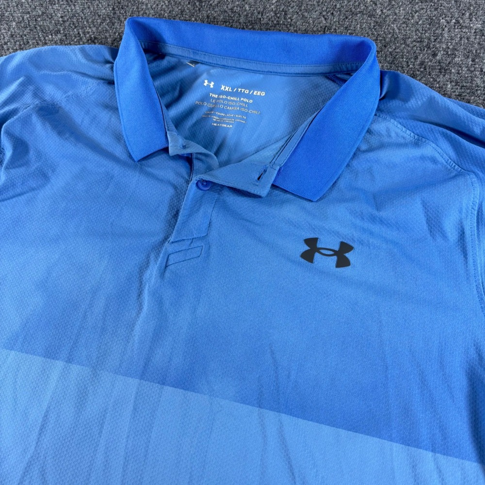 Under Armour Iso-Chill Polo Mens XXL Blue HeatGear Short Sleeve Golf Shirt